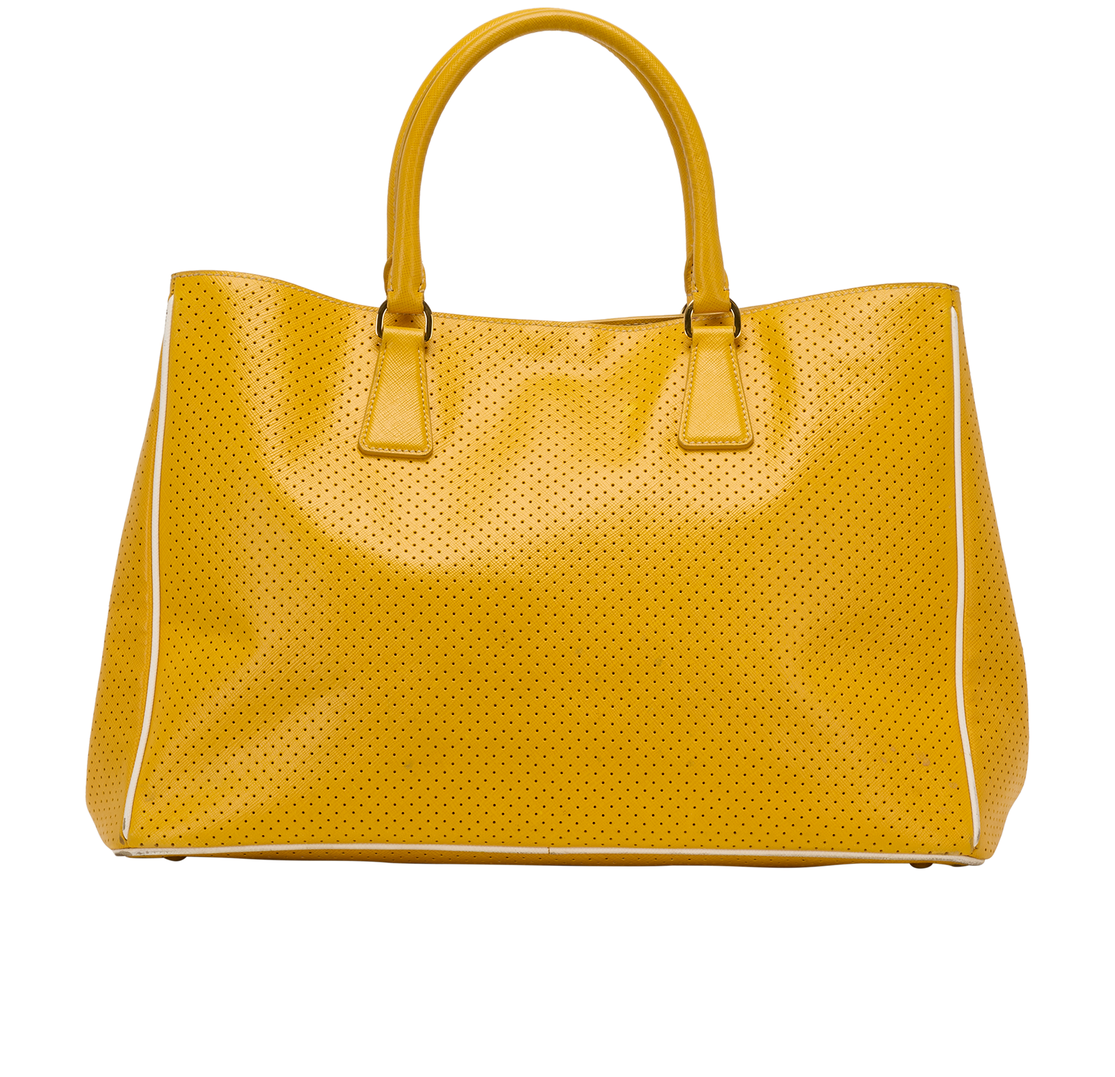 Perforated Tote, &pound;550, Handbags, Yellow, Leather, Back view